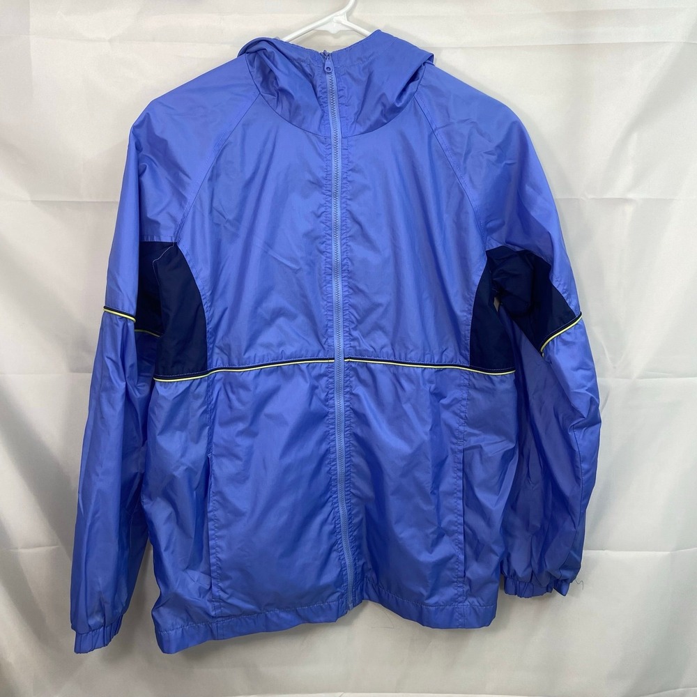 Vintage Columbia girl's blue‎ hooded lined zip pocket windbreaker jacket 14/16